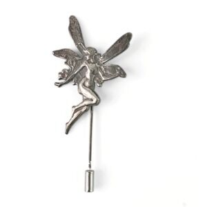 Art Nouveau Style Fairy Stick Pin Silver Metal
